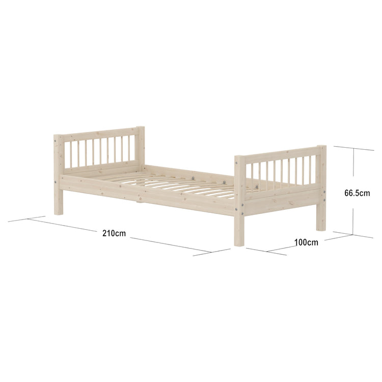 Single bed w. bars end + set of slats 200x90cm White w.