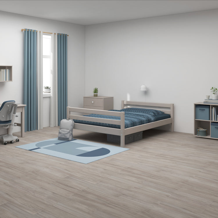 Double bed Grey W. 200x140cm With integrated slat base  Line