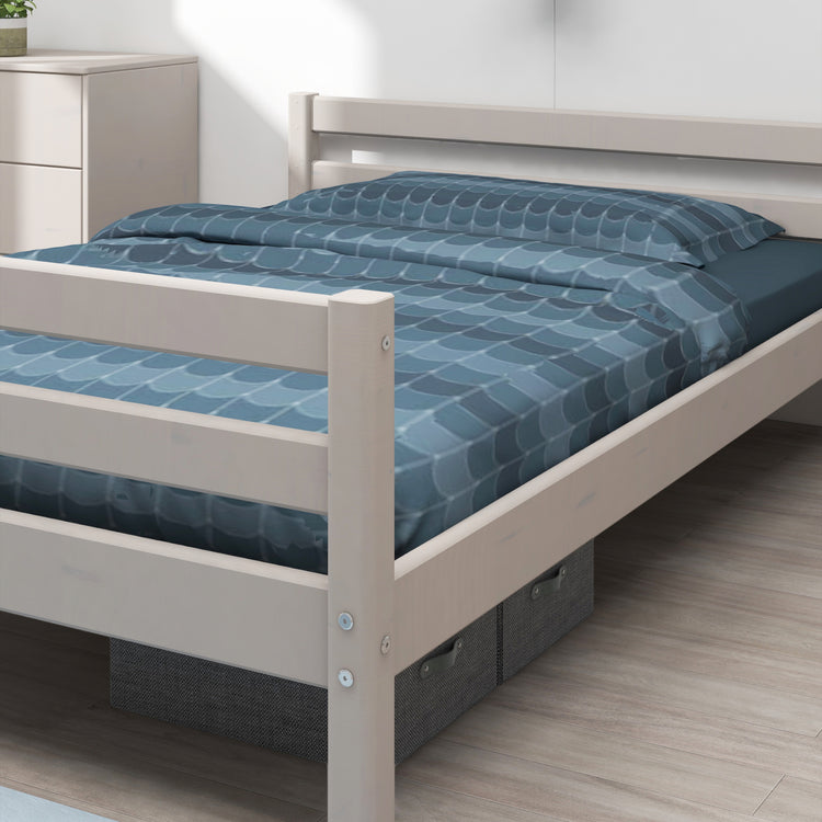 Double bed Grey W. 200x140cm With integrated slat base  Line