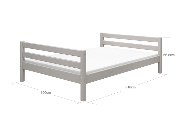 Double bed Grey W. 200x140cm With integrated slat base  Line