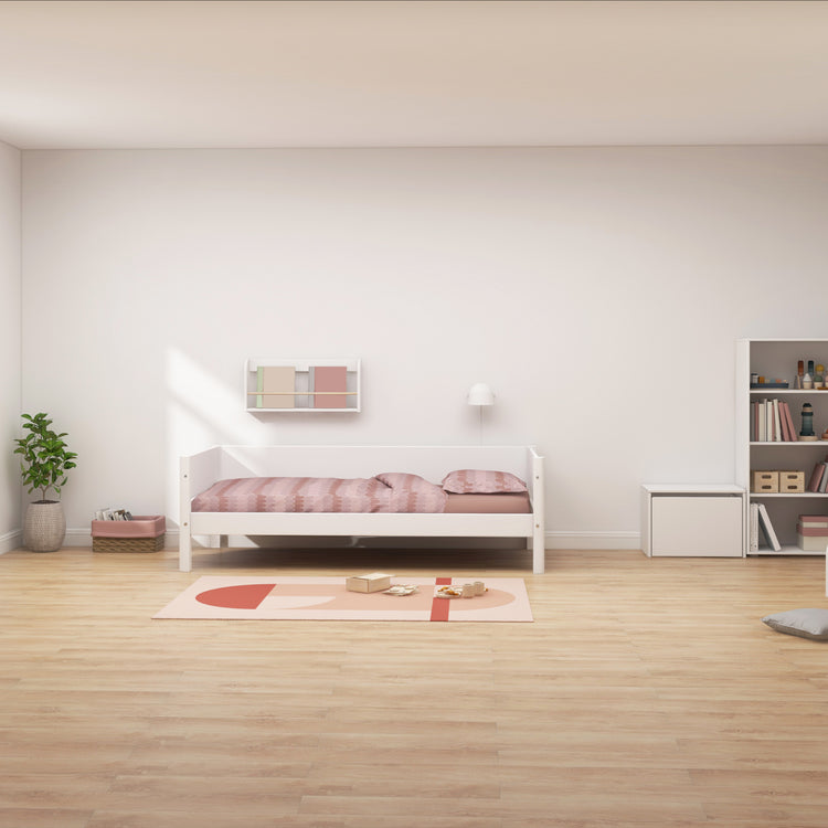 Daybed w/headboards+back F.Wht. MDF 200x90cm Leg F.Wht.