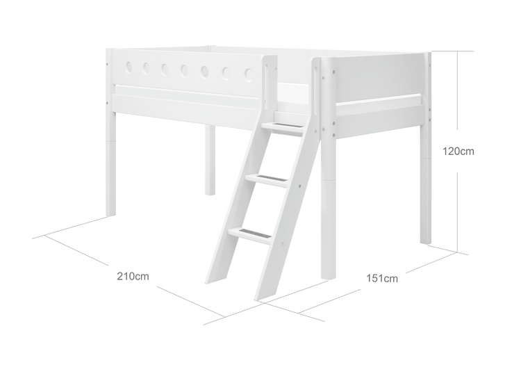 Midslp. F.Wht. MDF 200x90 Legs F.Wht. SL.Ladder Rail F.Wht.