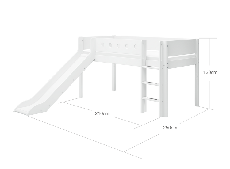 Midslp. + Slide F.Wht. 200x90 Legs F.Wht. Str.Ladder  F.Wht.