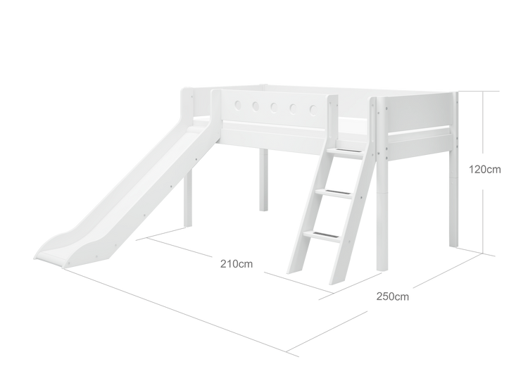 Midslp. + Slide F.Wht. 200x90 Legs F.Wht. SL.Ladder  F.Wht.