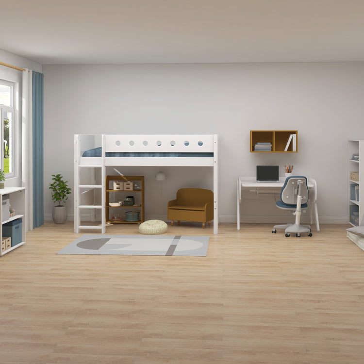 Semi-highsleeper 200x90 Legs F.Wht.Str.Ladder Rail F.Wht.