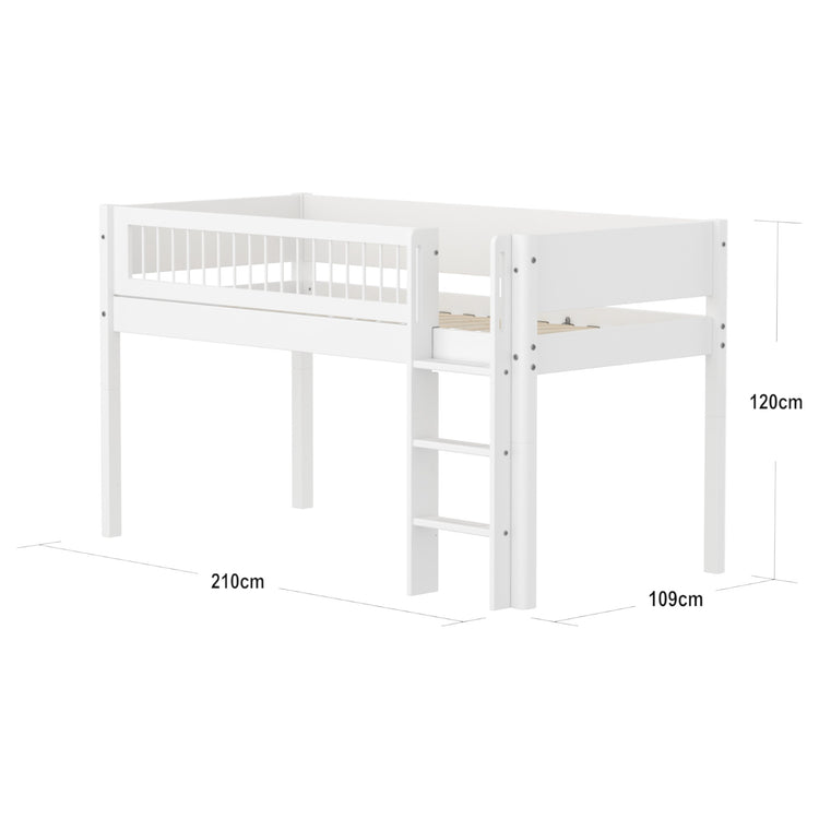 Midslp. F.Wht. MDF 200x90 Str.Ladder Crossbars F.Wht.
