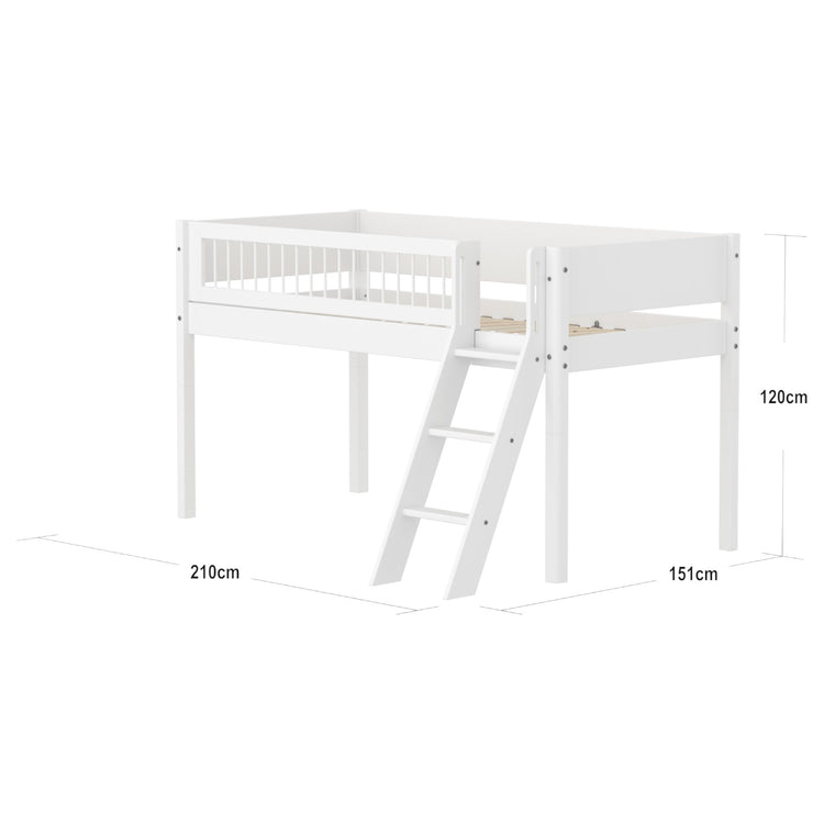 Midslp. F.Wht. MDF 200x90 Sl.Ladder Crossbars F.Wht.