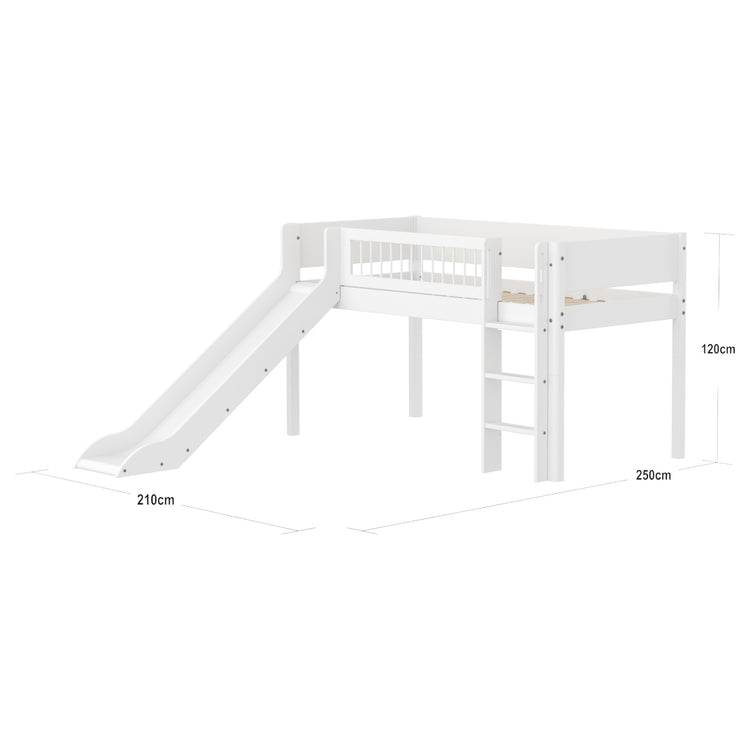 Midslp. + Slide 200x90 Str. Ladder Crossbars F.Wht.