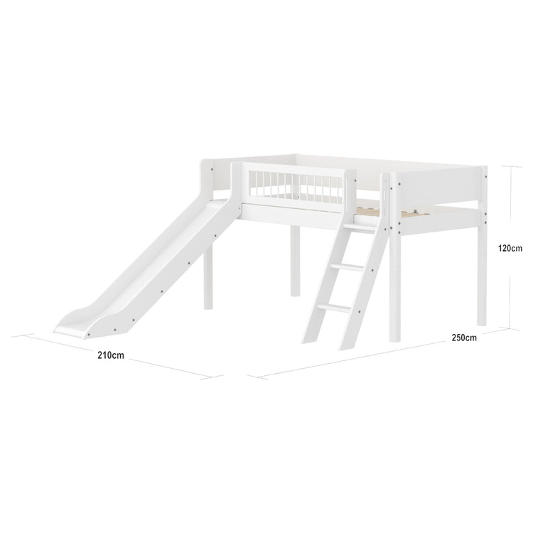Midslp. + Slide 200x90 Sl. Ladder Crossbars F.Wht.