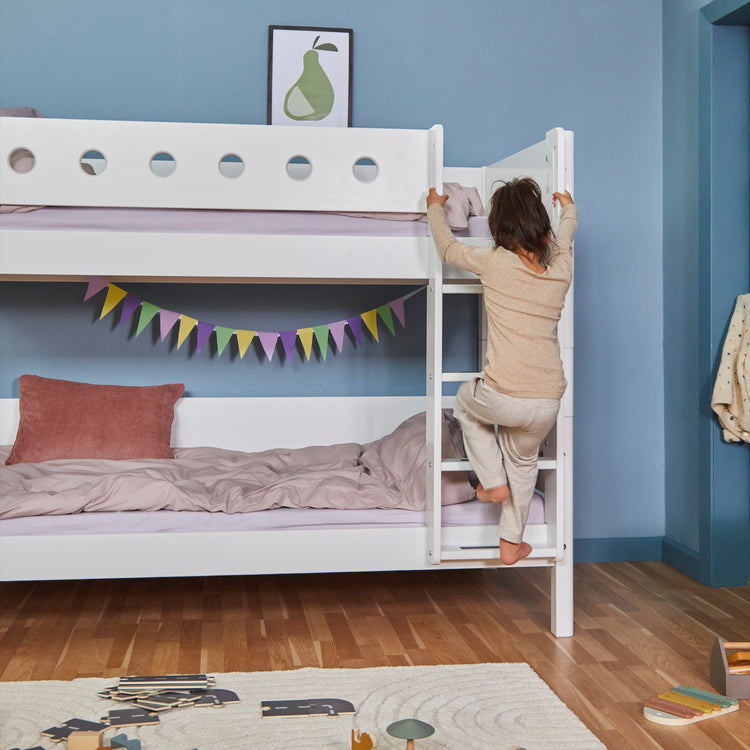 Bunk bed F.Wht. MDF 200x90  Legs F.Wht.  Safety rail F.Wht.