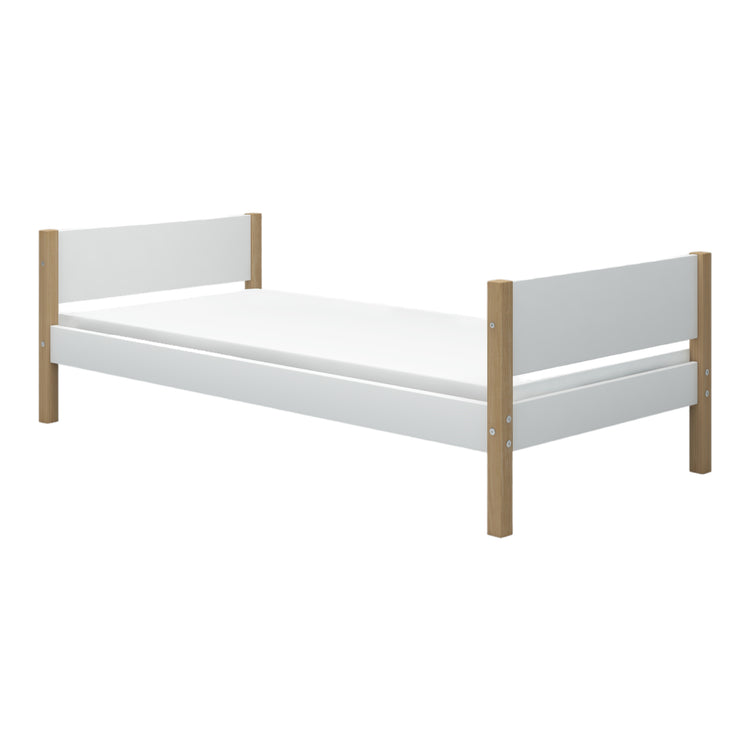 Single bed F.Wht. MDF  200x90  Legs Oak