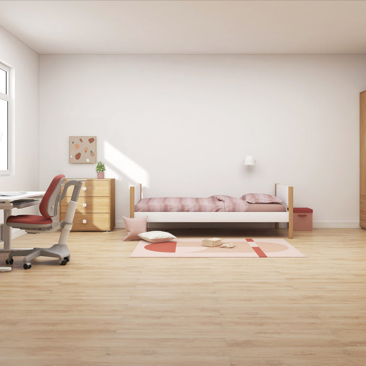 Single bed F.Wht. MDF  200x90  Legs Oak