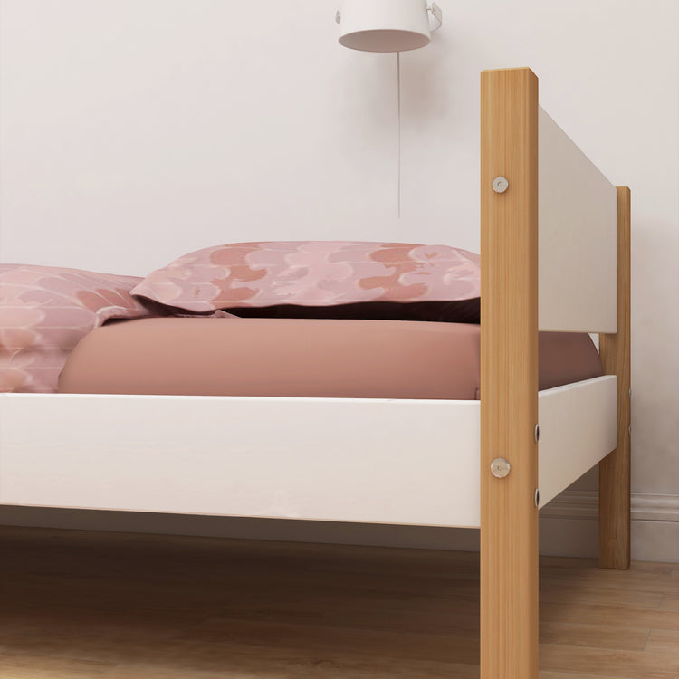 Single bed F.Wht. MDF  200x90  Legs Oak