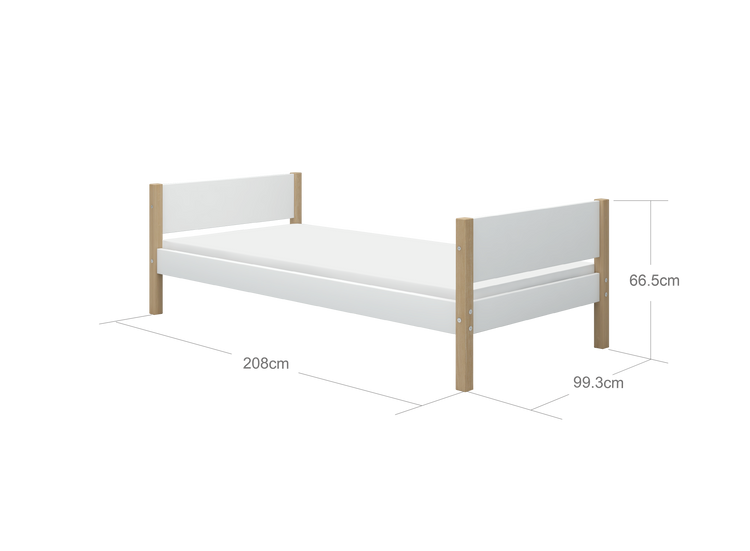 Single bed F.Wht. MDF  200x90  Legs Oak