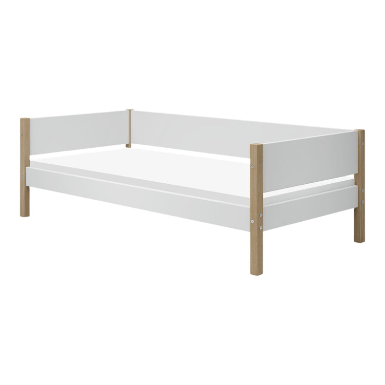 Daybed w/headboards+back F.Wht. MDF 200x90cm Legs Oak