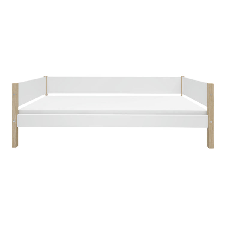 Daybed w/headboards+back F.Wht. MDF 200x90cm Legs Oak
