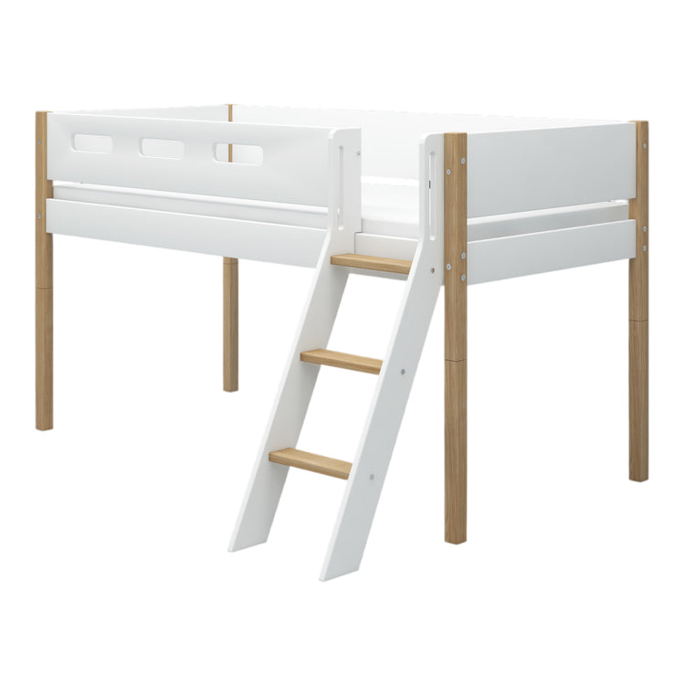 Midslp. F.Wht. MDF 200x90 Legs Oak SL.Ladder Rail F.Wht.