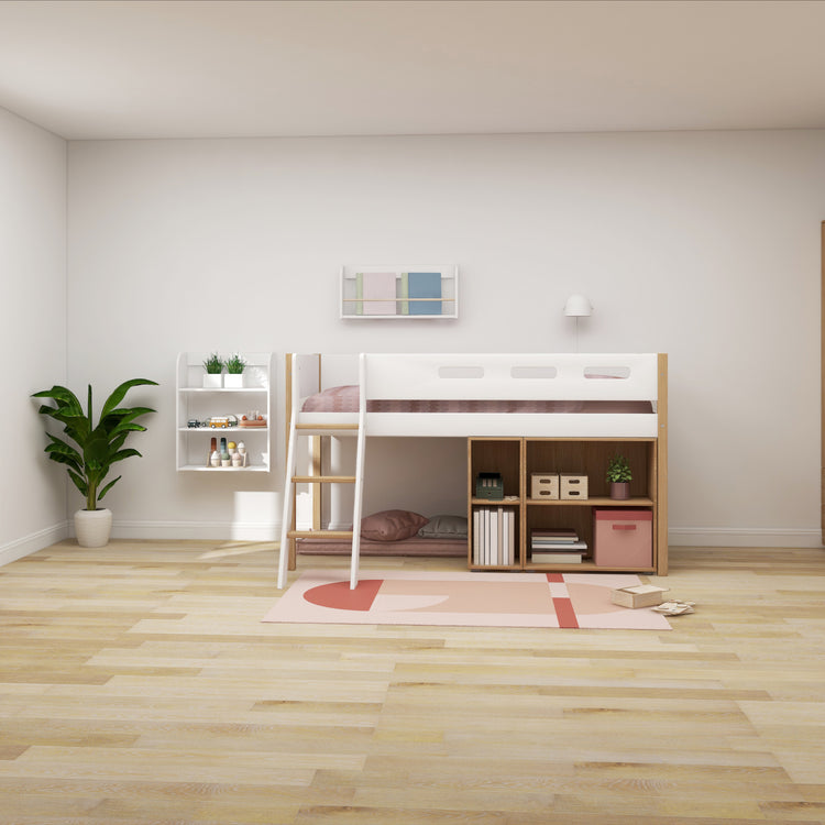 Midslp. F.Wht. MDF 200x90 Legs Oak SL.Ladder Rail F.Wht.
