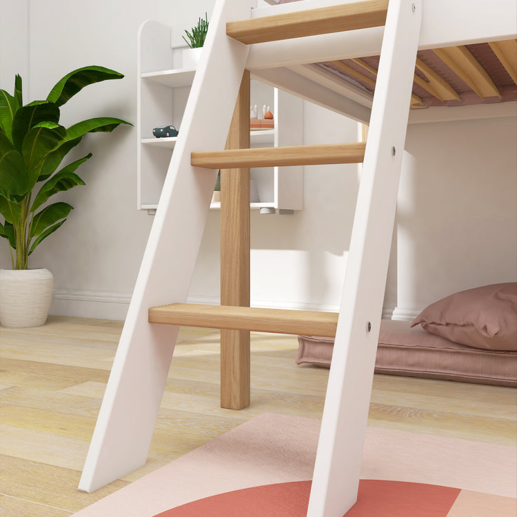 Midslp. F.Wht. MDF 200x90 Legs Oak SL.Ladder Rail F.Wht.
