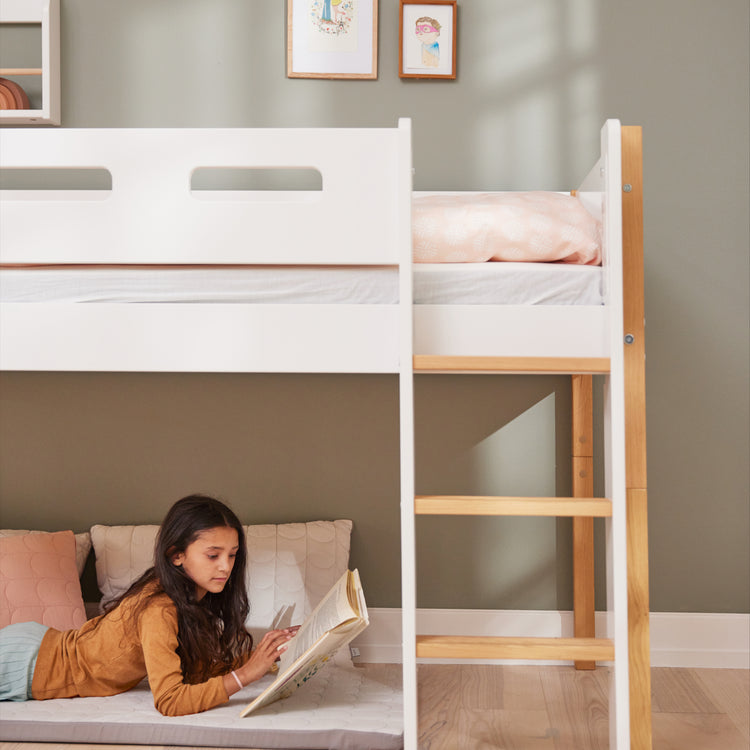Midslp. F.Wht. MDF 200x90 Legs Oak SL.Ladder Rail F.Wht.