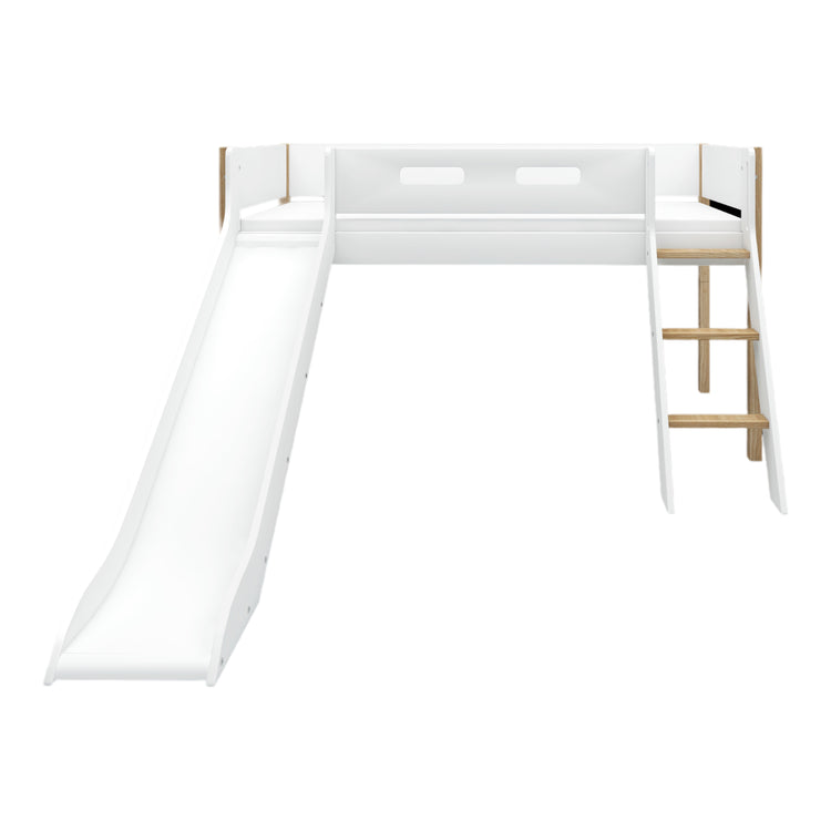 Midslp. + Slide F.Wht. 200x90 Legs Oak  SL.Ladder  F.Wht.