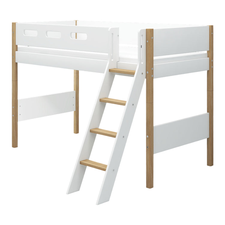 Semi-highsleeper 200x90 Legs Oak SL.Ladder Rail F.Wht.