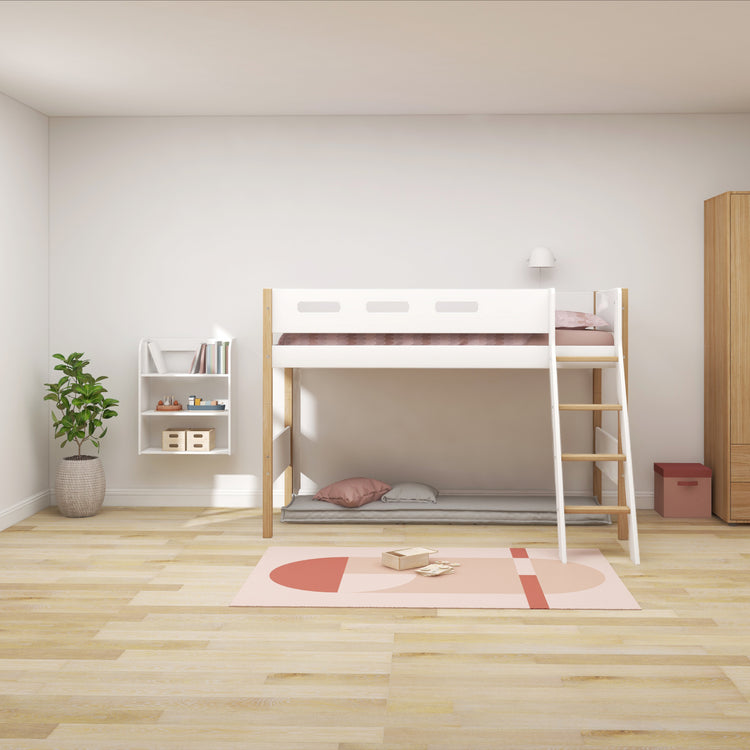 Semi-highsleeper 200x90 Legs Oak SL.Ladder Rail F.Wht.