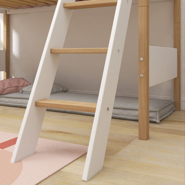 Semi-highsleeper 200x90 Legs Oak SL.Ladder Rail F.Wht.