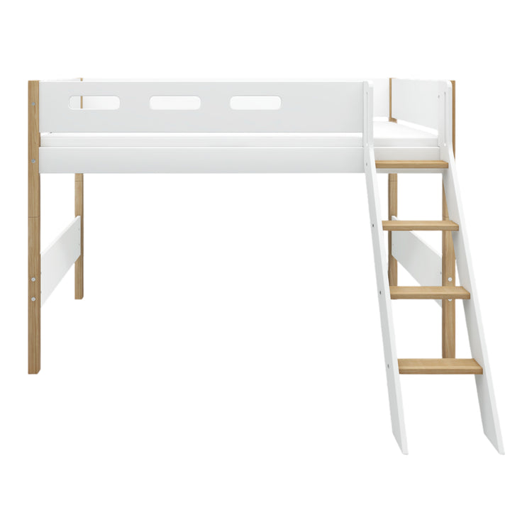 Semi-highsleeper 200x90 Legs Oak SL.Ladder Rail F.Wht.