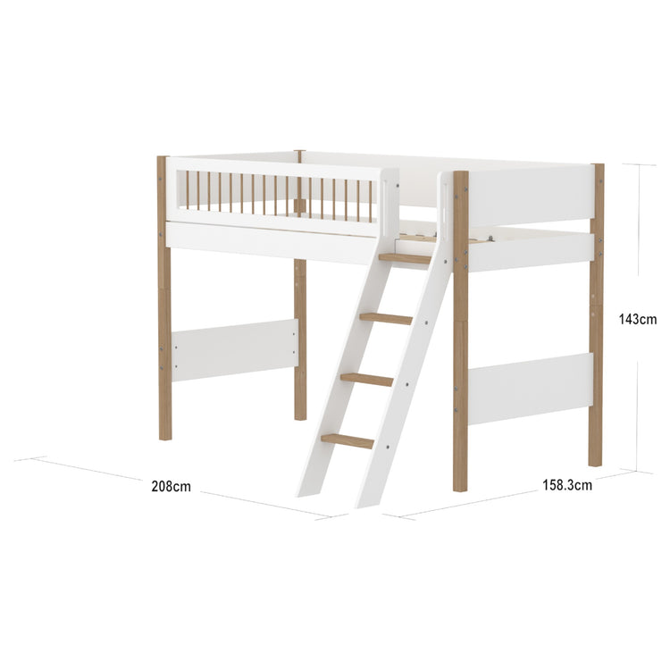 Semi-highsleeper 200x90 Legs + Crossbars Oak SL.Ladder