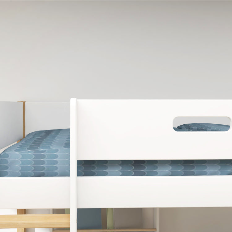 High sleeper F.Wht. MDF 200x90cm Legs Oak  Rail F.Wht.