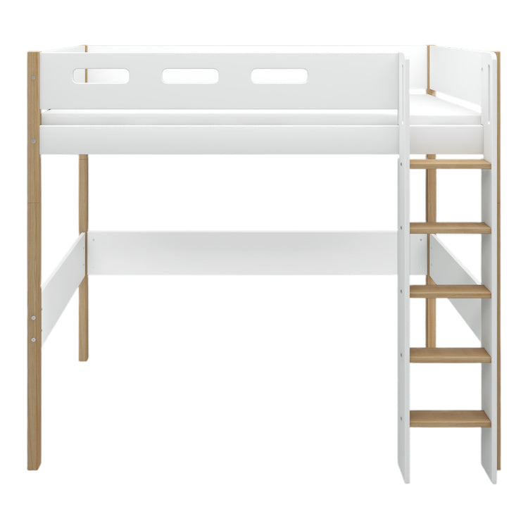 High sleeper F.Wht. MDF 200x90cm Legs Oak  Rail F.Wht.