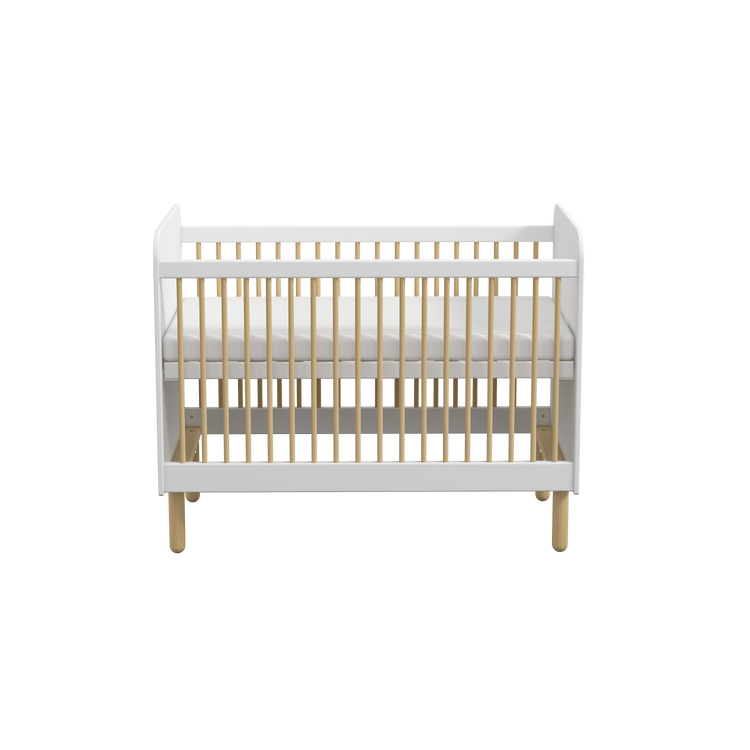 Cot 120x60 F.Wht. MDF-Pine With slats  Ash legs & spindles