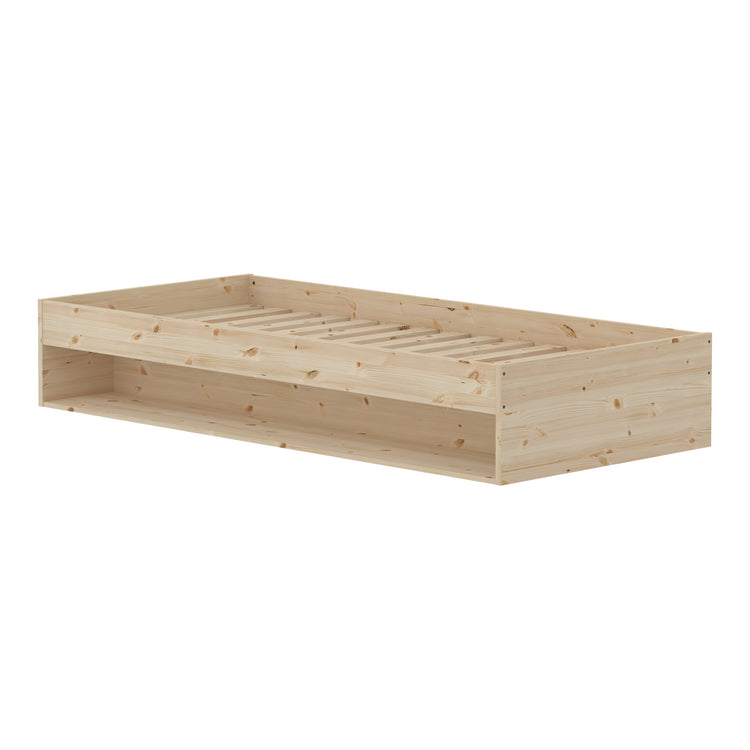 Single Bed Grow 90x200 w. Shelf untr. Pine
