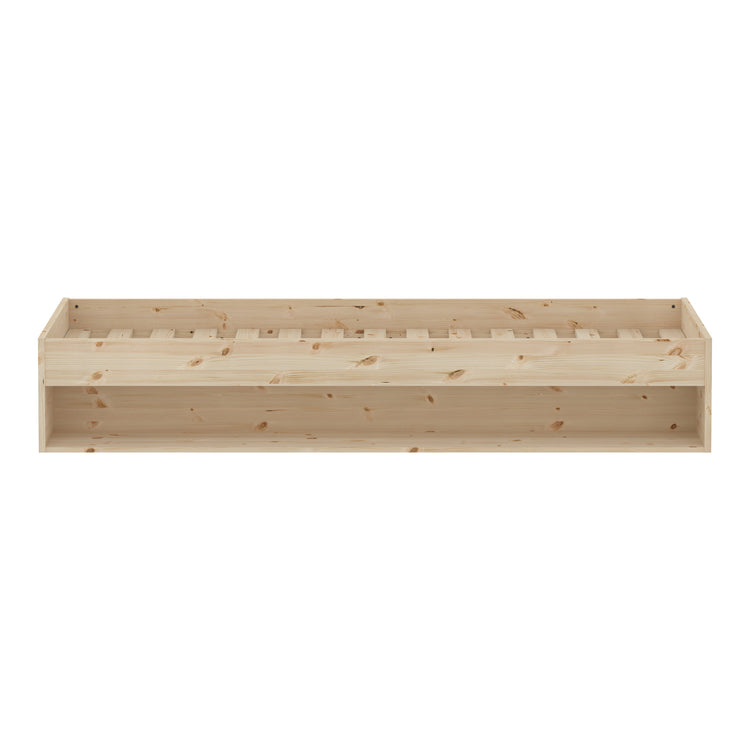 Single Bed Grow 90x200 w. Shelf untr. Pine