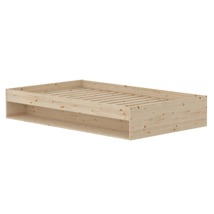 Double Bed Grow 120x200 w. Shelf untr. Pine