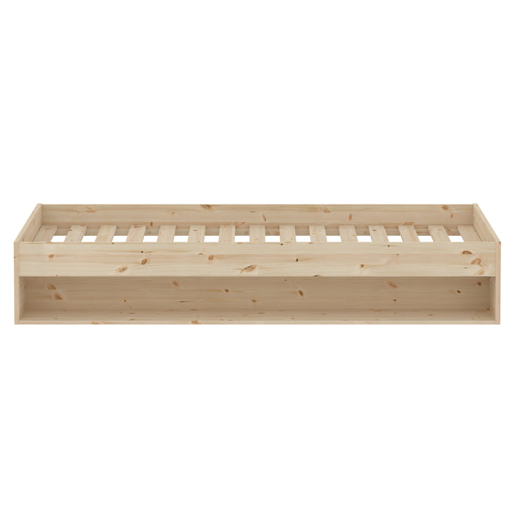 Double Bed Grow 120x200 w. Shelf untr. Pine