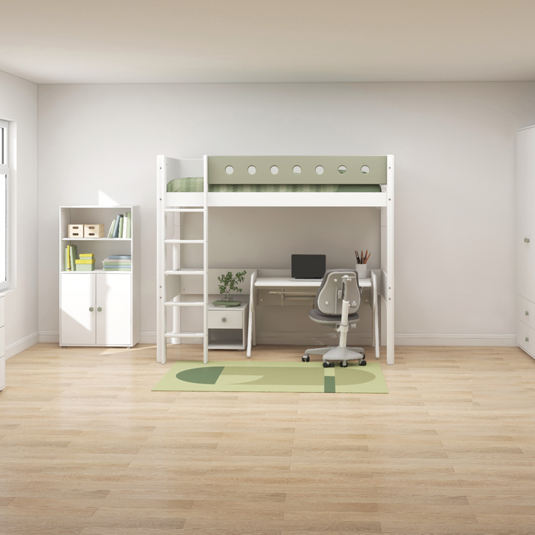 Flexa. Συρταριέρα Roomie με ένα συρτάρι. Λευκό/απαλό πράσινο πόμολο