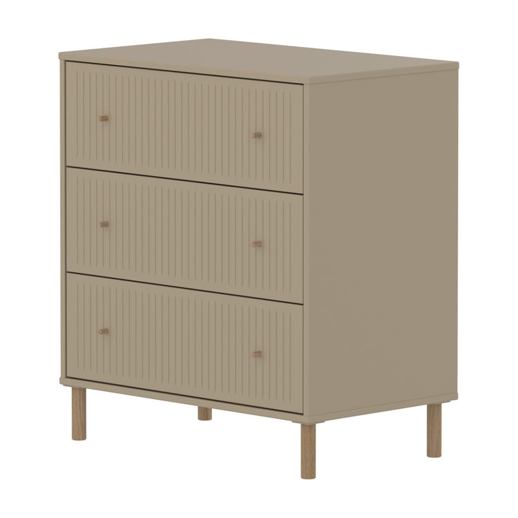 Chest 3 drw. w Grooves Oat + Oak knob + Oak legs