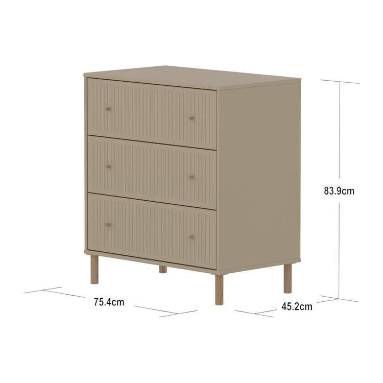 Chest 3 drw. w Grooves Oat + Oak knob + Oak legs