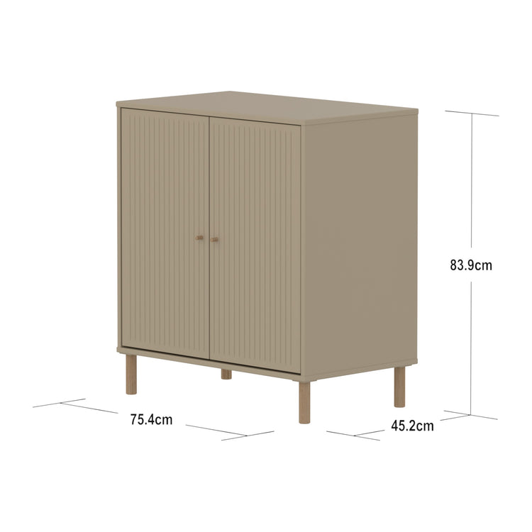 Cupboard 2 doors w Grooves Oat + Oak knob + Oak legs
