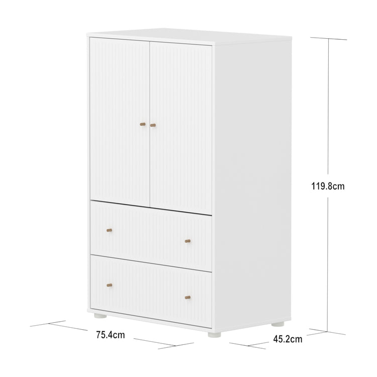 Cupboard 2 drw + 2 doors w Grooves FW + Oat knob +Plast feet
