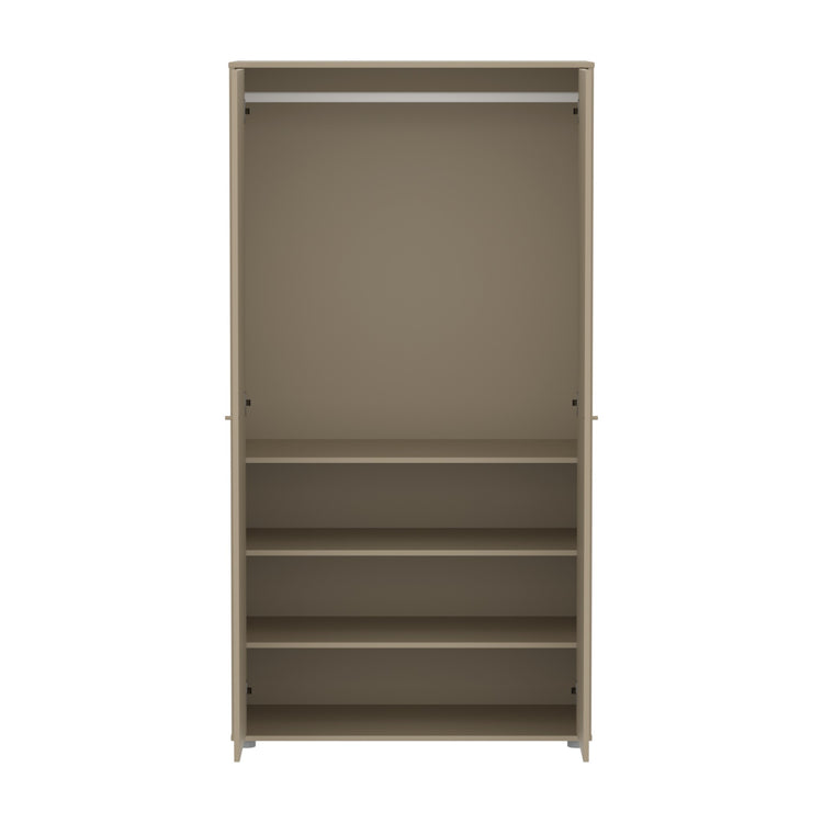Wardrobe 2 doors w Grooves Oat + Oak knob + Oak legs