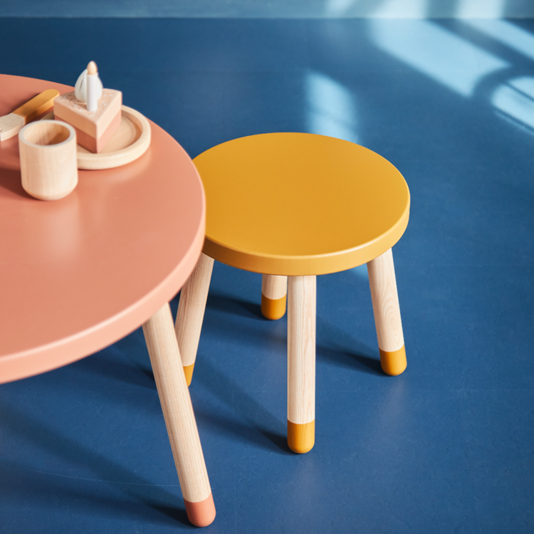 Stool DOTS O30x30cm  Mustard MDF painted seat    Ash legs