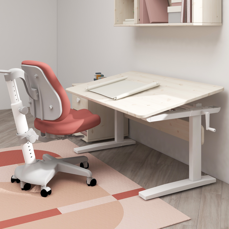 Study table White w/metal frame 120x70 Adjustable height