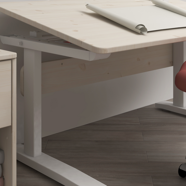 Study table White w/metal frame 120x70 Adjustable height