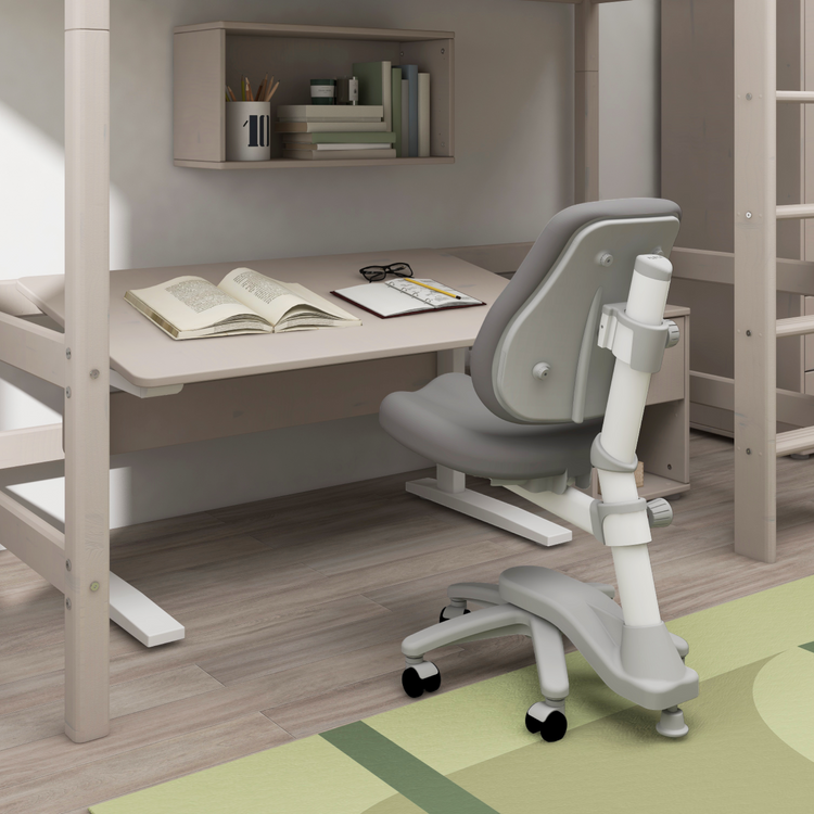 Study table Grey W. w/metal frame 120x70 Adjustable height