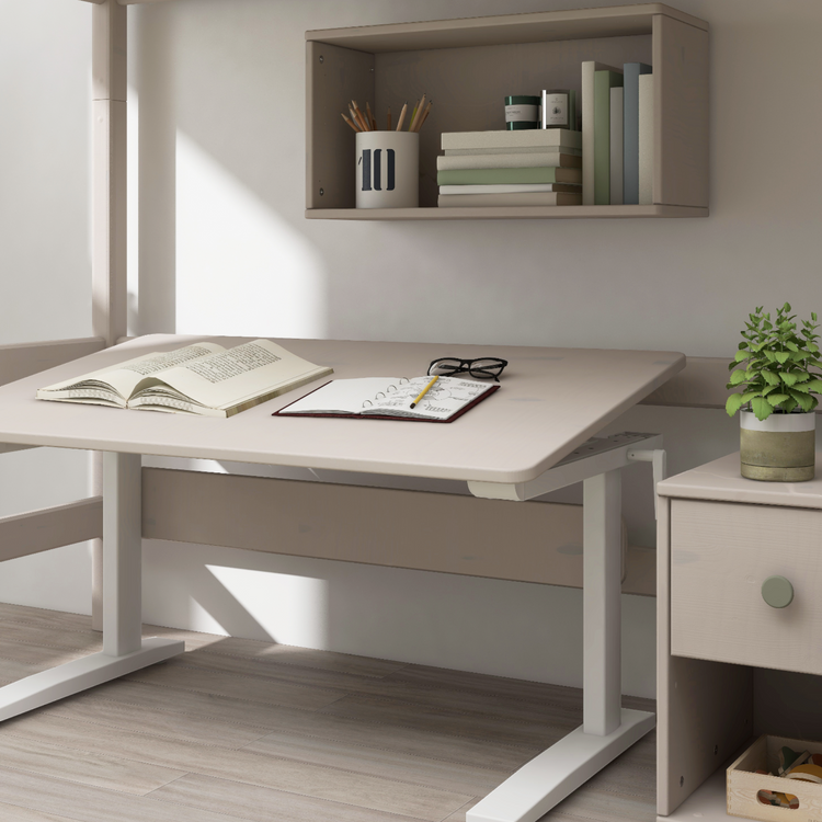Study table Grey W. w/metal frame 120x70 Adjustable height