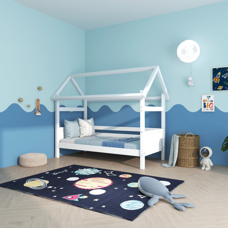 White panel bed. Back rails. House frame