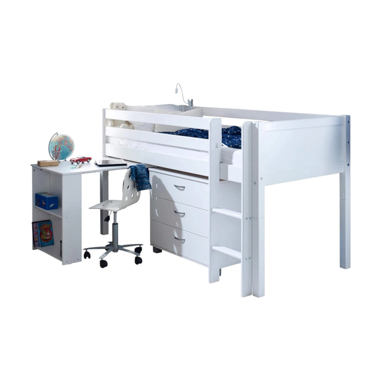 White panel midsleeper. Pull out desk
